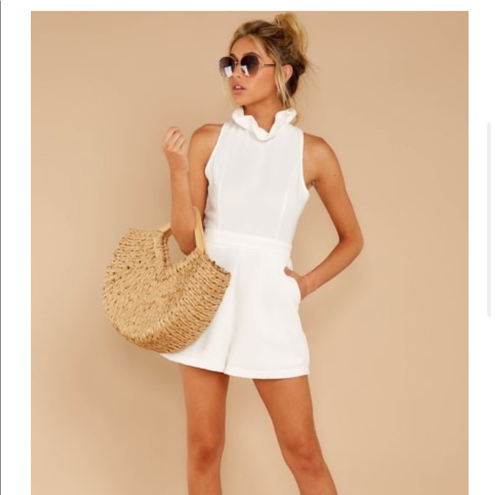 White romper with tie back